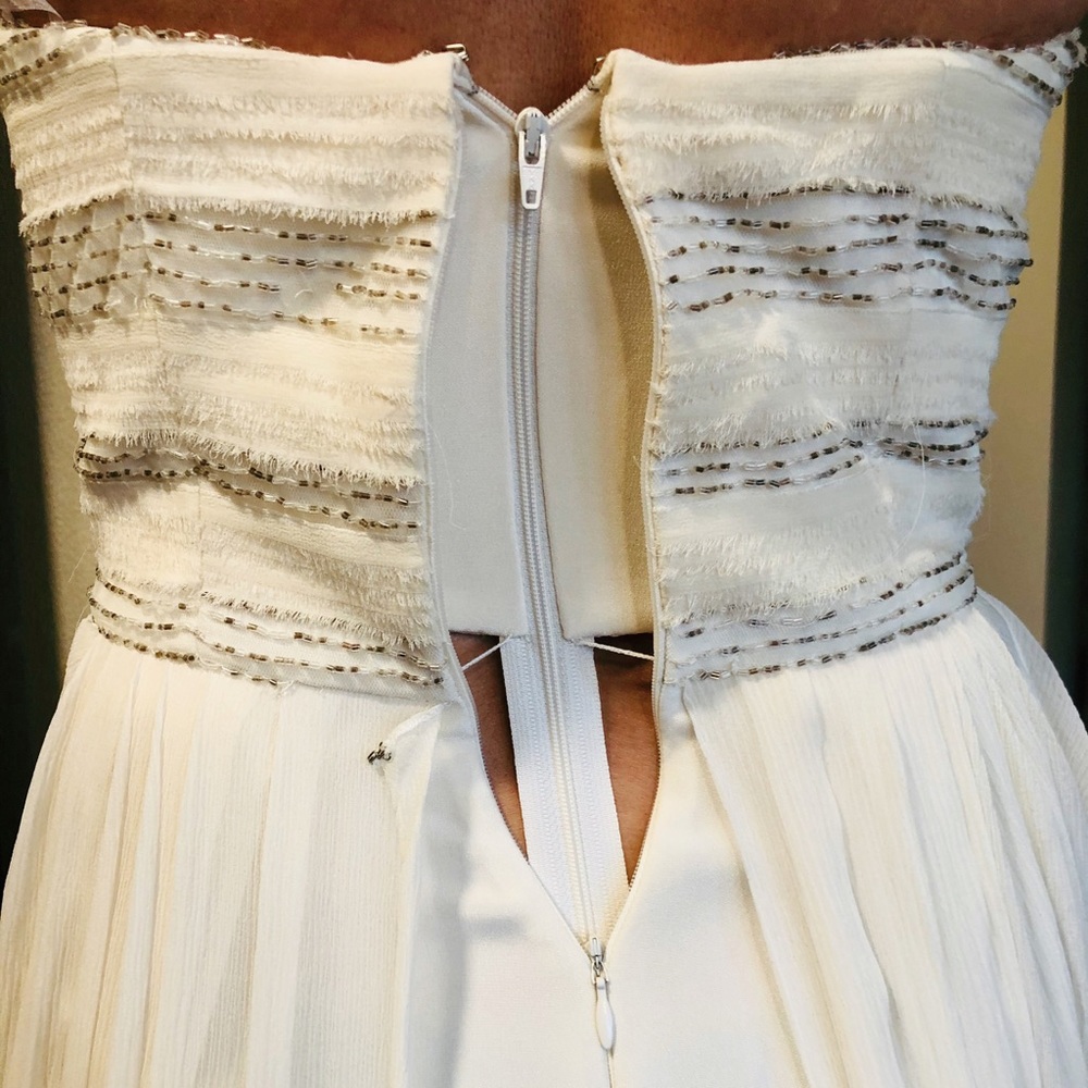 JASON WU Cream Silk Beaded Strapless Dress 8 4 - Picture 8 of 9